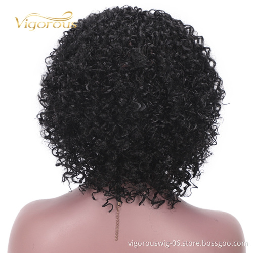 2020 New Fashion Vendor Price Afro For Black Women High Quality Spring Curly Short Black Synthetic None Lace Wig